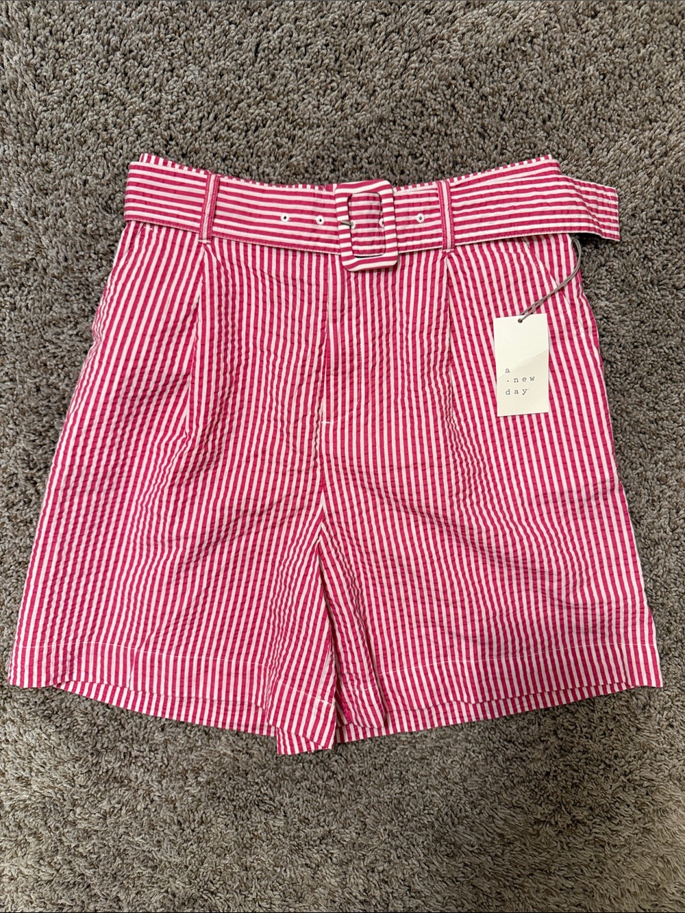 A New Day Striped High Waisted Belted Shorts